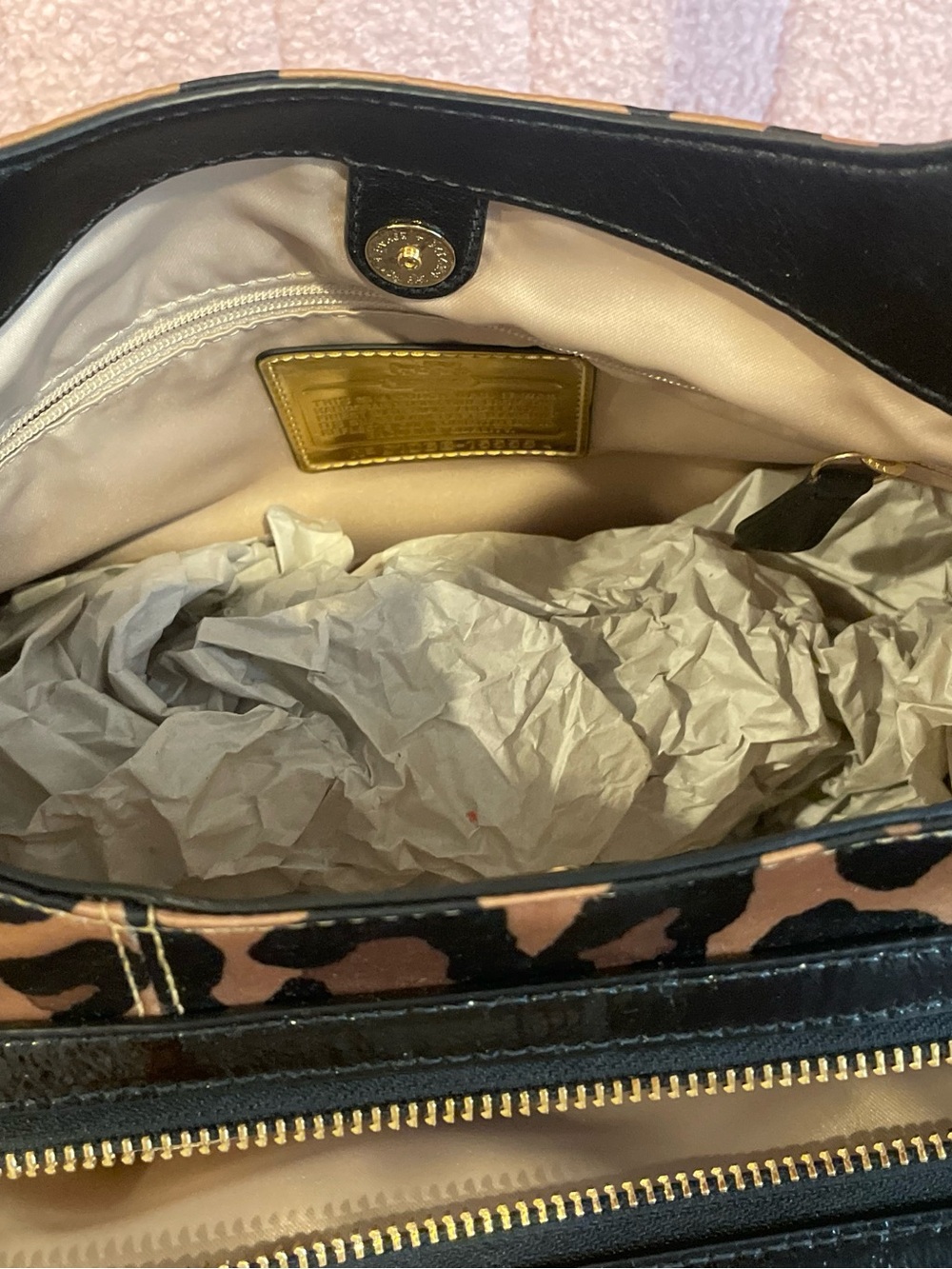 Coach Leopard-Print Hobo in Brown & Black with Gold Hardware - Picture 7 of 9